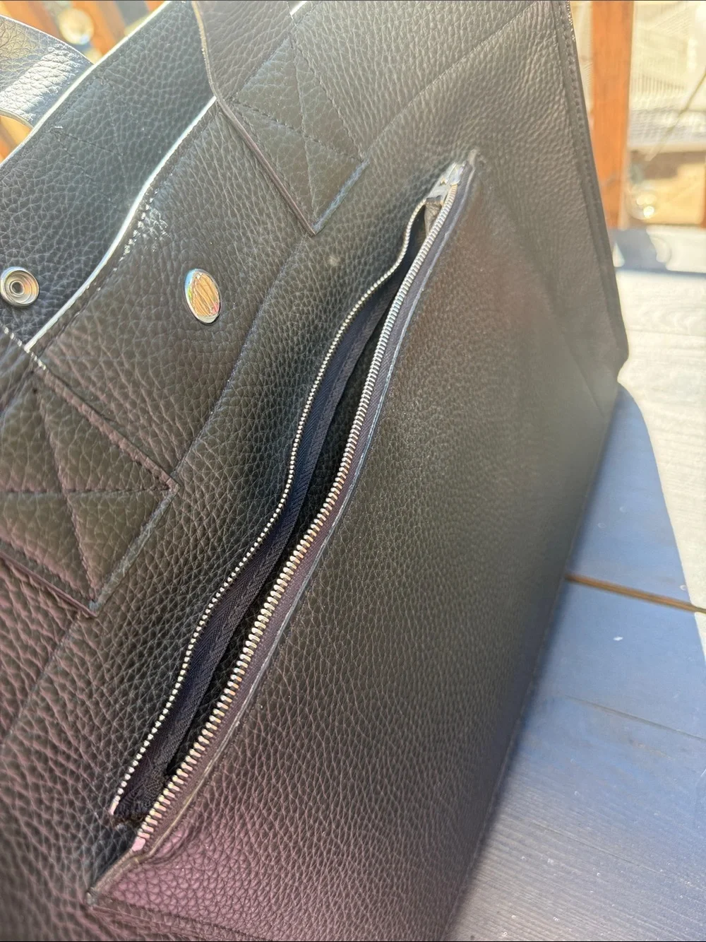 Hermes Black Pebbled Leather Tote Briefcase - vintage early 2000s.